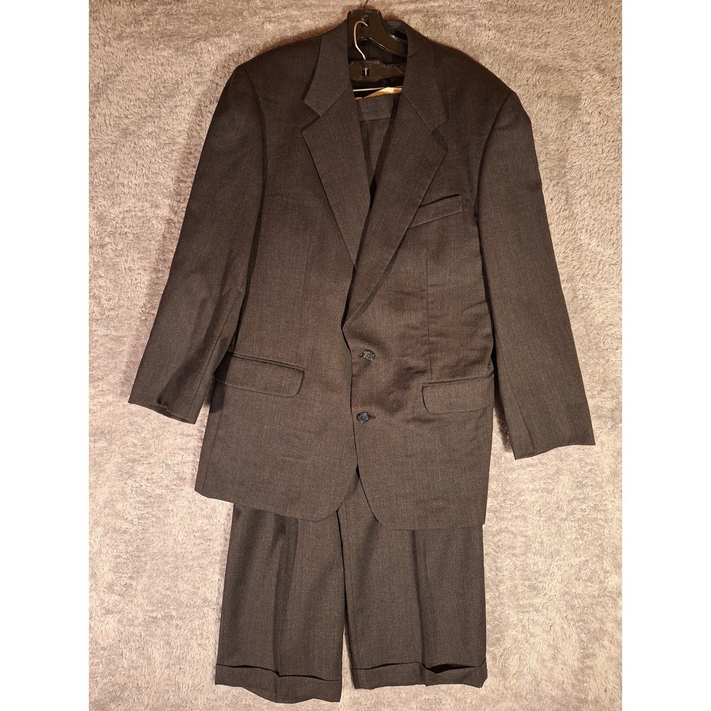 Brandini Le Collezioni Mens Suit Virgin Wool Black Sz 41 Made in Canada Vintage